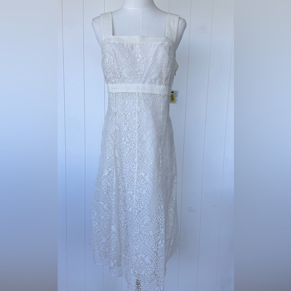 Reba Brand Womenโs Empire Waist Lace Overlay Sun Dressโ Size 12
